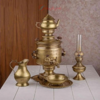 خرید آنلاین، سرویس شیک و ساده سماور 6 لیتری برنجی زغالی دارای روکش نانو، متریال عالی با دوام بالا، با قیمت مناسب | چترزندگی