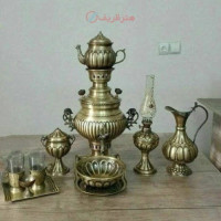 خرید آنلاین، سرویس کامل سماور 3 لیتری زغالی برنجی، قلمزنی ساده و زیبا، کیفیت عالی، زیر قیمت بازار | چترزندگی