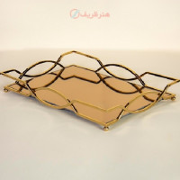 خرید، قیمت و مشخصات سینی مستطیلی طرح دالبور درهم جنس پروفیل و شیشه و رنگ فورتیک _ هنرظریف