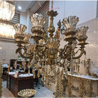 خرید، قیمت و مشخصات لوستر 12 شاخه برنزی، کریستال درجه یک و عالی زیر قیمت بازار، کیفیت عالی _ هنرظریف