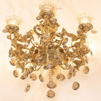 خرید، قیمت و مشخصات لوستر با شاخه های طرح فرشته و کریستال های تزیینی بسیار زیبا و شیک _ هنرظریف