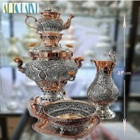 خرید آنلاین، سرویس کامل سماور روکش نقره ریز قلم ۳.۵ لیتری، با کیفیتی عالی، بدون تغییر رنگ، زیر قیمت بازار | چترزندگی