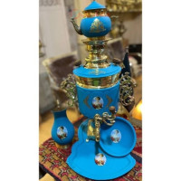 خرید آنلاین، سرویس سماور برنجی نقاشی شده با کیفیت بالا، ورق ضخیم و رنگ ثابت _ هنرظریف