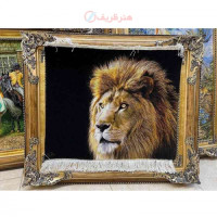 خرید تابلو فرش دستبافت، تابلو فرش دستبافت، کله شیر چله ابریشم پر از ابریشم 50رج، زیر قیمت بازار _ هنرظریف