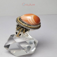 خرید آنلاین، انگشتر مردانه بسیار خاص با نگین بابا قوری دو چشم زنبوری  و رکاب دست ساز طلا و نقره، زیر قیمت بازار | چترزندگی