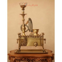 خرید، قیمت و مشخصات منقل سماوری زغالی برنجی قلیان دار شیر نشان، با کیفیت بالا و درجه یک با ورق ضخیم و با کیفیت _ هنرطریف