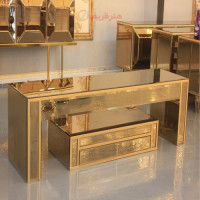 خرید، قیمت و مشخصات میز تلویزیون دو تکه رنگ طلایی و رویه شیشه ای با دوام و دارای ضمانت _ هنرظریف