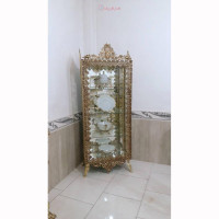 خرید آنلاین، ویترین تاج دار طرح گل، 4 طبقه، عرض 70 ارتفاع 2 متر، آلیاژ آلومنیوم با آبکاری برنز و گارانتی رنگ، زیر قیمت بازار | چترزندگی