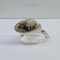 خرید آنلاین، انگشتر نقره مردانه با نقش تک درخت و نگین شجر کلکسیونی دست ساز، رکاب نقره اثر دست استاد موسوی، زیر قیمت بازار | چترزندگی