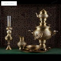 خرید آنلاین، سماور برنجی زغالی 5 لیتری، دارای روکش نانو با قلمزنی زیبا و  نقش و نگاری فوق العاده، باقیمت مناسب | چترزندگی
