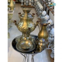خرید آنلاین، سرویس 5 تکه سماور گازی برنجی 6 لیتری با ورق یک دهم، شیک و ساده،با کیفیت بسیار بالا، با قیمتی مناسب | چترزندگی