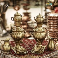 خرید آنلاین، سرویس سماور برنجی کوچک ١ لیتری در دوطرح، آنتیک کاری شده همراه با روکش نانو، زیر قیمت بازار | چترزندگی