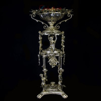 خرید، قیمت و مشخصات میوه خوری ایستاده طرح فرهی جنس آلومینیوم و رنگ طلایی _ هنرظریف