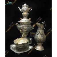 خرید آنلاین، سماور زغالی برنجی 4 لیتری با روکش نقره،  روکش نانو یا سیاه قلمی خاص، زیرقیمت بازار | چترزندگی