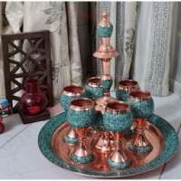 خرید آنلاین، سرویس شکیل شربت خوری مسی، فیروزه کوبی با سنگ اصل نیشابور، کیفیت عالی همراه با ضمانت نامه، زیر قیمت بازار | چترزندگی