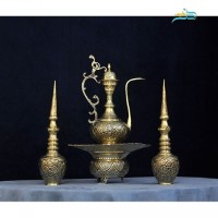 خرید آنلاین، تنگ شاخدار و آفتابه لگن قلم زنی اعلاء برنجی با روکش کوره ای، منحصر به فرد، زیر قیمت بازار | چترزندگی