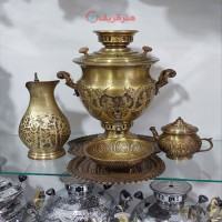 خرید، قیمت و مشخصات سرویس کامل سماور ذغالی لبه دار طرح مروارید حجم 5 لیتری و بسیار با کیفیت، به قیمت تولیدی _ هنرظریف