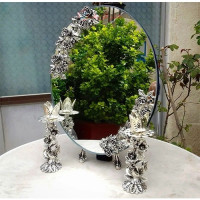 خرید آنلاین، سرویس آینه و شمعدان هفت سین و سفره عقد، گل رز نقره ای رنگ ثابت تضمینی، زیر قیمت بازار _ هنرظریف