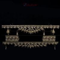 خرید، قیمت و مشخصات میز تلویزیون غنچه چهار گوش تاجدار جنس برنز پرداخت کاری شده - هنرظریف