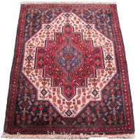 خرید آنلاین، فرش دستباف سنندج  کد 37090 با نقشه زمینه طرح لچک و ترنج رنگ زمینه كرم و حاشیه سرمه ای، زیر قیمت بازار | چترزندگی