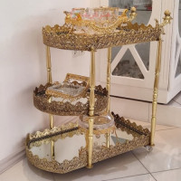 خرید آنلاین، میز بار طرح دالبری، 3 طبقه از جنس آلیاژ آلومنیوم، آبکاری شده با برنز، قیمت مناسب | چترزندگی