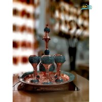خرید آنلاین، سرویس شربت خوری مسی فیروزه کوبی با روکش پلی استر و کیفیت اعلاء، آنتیک، زیر قیمت بازار | چترزندگی