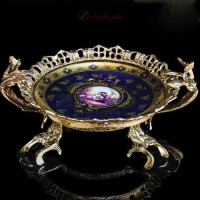خرید، قیمت و مشخصات میوه خوری سه پایه طرح دار مدل سلطنتی با بدنه برنزی رنگ ثابت _ هنرظریف