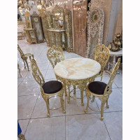 خرید، قیمت و مشخصات میز نهارخوری ۴ نفره رنگ ثابت با کیفیت اعلا و روکش برنز و ورق ضخیم محصول اصفهان _ هنرظریف