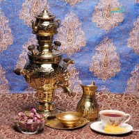خرید آنلاین، سرویس سماور زغالی برنجی 1 لیتری طرح زیبای هخامنشی با ورق ضخیم، درجه یک، با قیمتی مناسب | چترزندگی