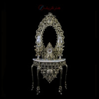 خرید، قیمت و مشخصات سرویس آینه کنسول طرح آبنوس بدنه آلومینیوم و رنگ طلایی _هنرظریف