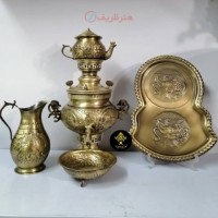 خرید آنلاین، ست دست ساز سماور 3.5 لیتری زغالی برنجی با روکش نانو، کیفیت عالی | چترزندگی