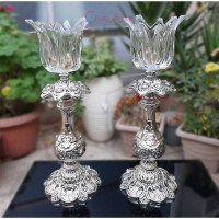 خرید آنلاین، شمعدان تمام آلیاژ نقره ای، زیبا و با کیفیت، رنگ ثابت و تضمینی، زیر قیمت بازار _ هنرظریف