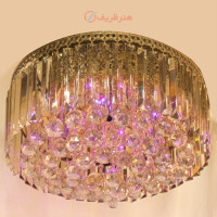 خرید، قیمت و مشخصات لوستر مدرن با کریستال زینتی و آینه ای، طراحی خاص مناسب منزل و محل کار _ هنرظریف
