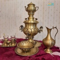 خرید آنلاین، سرویس سماور زغالی 4 لیتری مدل نگین همراه با چایخوری دو نفره، ورق ضخیم برنجی، شیک و خاص، زیر قیمت بازار | چترزندگی