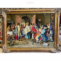 خرید تابلو فرش دستبافت، تابلو فرش دستباف تولد نوزاد، چله ابریشم پر از ابریشم 50 رج، زیر قیمت بازار _ هنرظریف