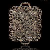 خرید، قیمت و مشخصات سینی پذیرایی ظریف کاری شده، طراحی آنتیک و رنگ ثابت _ هنرظریف