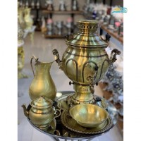 خرید آنلاین، سماور برنجی 6 لیتری با رنگ آنتیک، پوشش نانو، طرح خطی ساده با ورق ضخیم برنجی، با قیمتی مناسب | چترزندگی