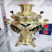 خرید، قیمت و مشخصات سماور ۸ لیتری مهسان گازی برنجی، سیاه قلم سرباز ، استفاده شده از ورق ضخیم، با کیفیت و با دوام | هنرظریف