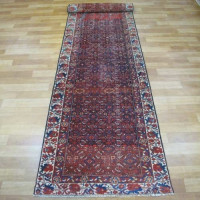 خرید آنلاین، فرش بافته شده با دست آنتیک ملاير طرح سراسر، رنگ زمینه سرمه اي با حاشیه كرم کد ۳۹۲۶۷، زیر قیمت بازار | چترزندگی