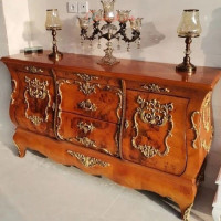 خرید، قیمت و مشخصات کنسول پایه کوتاه معرق کاری شده بدنه چوب روس و رنگ پولیش شده درجه یک _ هنرظریف