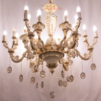 خرید، قیمت و مشخصات لوستر سرامیکی با طراحی بسیار زیبا و تماشایی و آویز های کریستالی _ هنرظریف