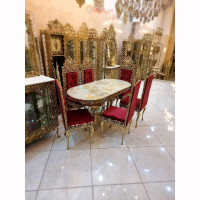 خرید قیمت و مشخصات نهارخوری ۶ نفره در رنگ بندی دلخواه با کیفیت عالی و رنگ ثابت و روکش برنز محصول اصفهان _ هنرظریف