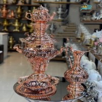 خرید آنلاین، سماور زغالی برنجی با روکش مس سیاه قلم اعلاء، با  ورق ضخیم، طرح هخامنشی بی نظیر، زیر قیمت بازار | چترزندگی