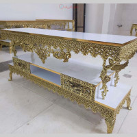 خرید آنلاین، میز تلویزیون مدل فرشته های تاج دار از جنس آلیاژ آلومینیوم، آبکاری برنج، ثبات رنگ، زیر قیمت بازار | چترزندگی