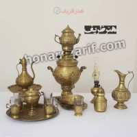 خرید آنلاین، ست سماور 3 لیتری زغالی برنجی مدل توپی با قلم دست همراه با آفتابه و لگن و سرویس پایخوری، زیر قیمت بازا | چترزندگی