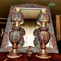 خرید آنلاین، آینه شمعدان برنجی ریز قلم روکش نقره، ریز نقش و زیبا بدون تغییر رنگ، زیر قیمت بازار | چترزندگی