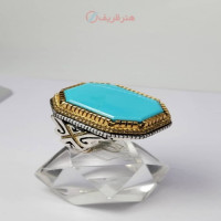 خرید آنلاین، انگشتر مردانه فیروزه نیشابوری عجمی با چنگ تمام طلا، رکاب طلا و نقره، اثر دست هنرمند استاد دانیال، زیر قیمت بازار | چترزندگی