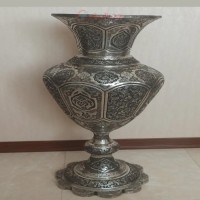 خرید آنلاین، گلدان مسی بزرگ قلمزنی شده 1 متری، پر نقش و زیبا، قلم دست با کیفیت بالا، زیر قیمت بازار | چترزندگی