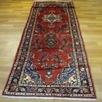 خرید آنلاین،فرش هنر دست لاله جين همدان، طرح لچک و ترنج با رنگ زمینه لاكي و حاشیه سرمه اي کد ۴۰۰۰۳، قیمت مناسب | چترزندگی