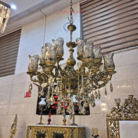 خرید، قیمت و مشخصات لوستر 8 شاخه برنزی، لاله بلند، مدل دو گل، برنز درجه 1، کریستال درجه 1، با ضمانت کیفیت کالا _ هنرظریف